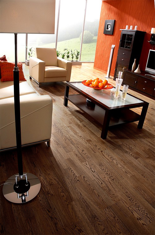 Parquet massif chêne verni - Chêne massif authentique verni carbonise 160x20mm eco label
